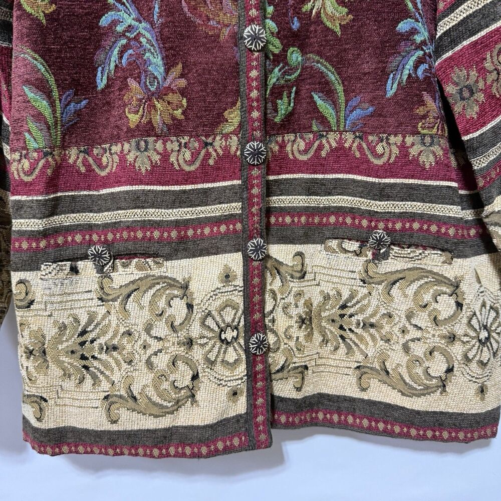 Sag Harbor Jacket Womens 16 Vintage Boho Floral Tapestry Buttons Blazer Coat - Picture 3 of 10